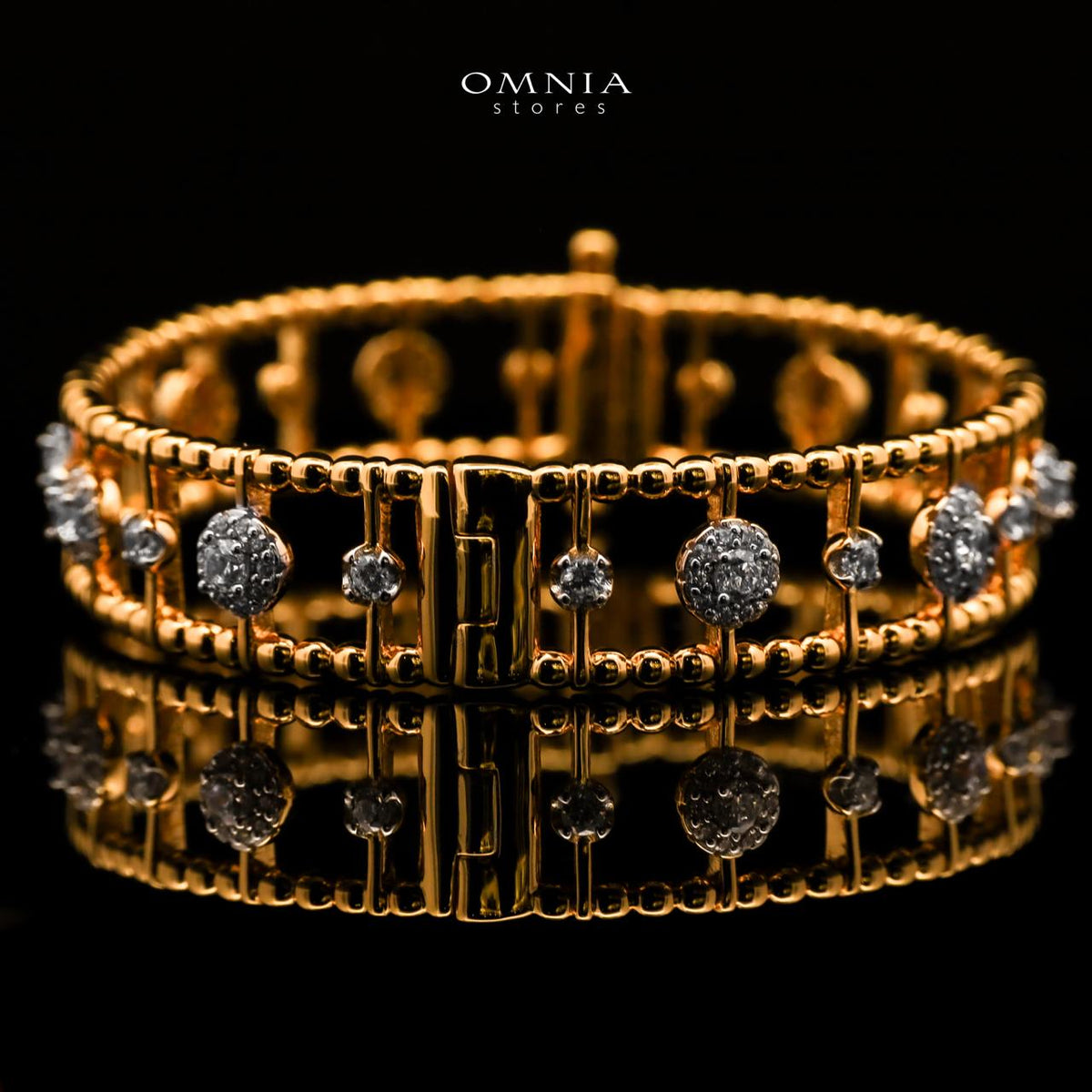 Nasim Golden Plated Bangle In 925 Silver Certified High Quality Lab Crafted Stones - OMNIASTORES UAE