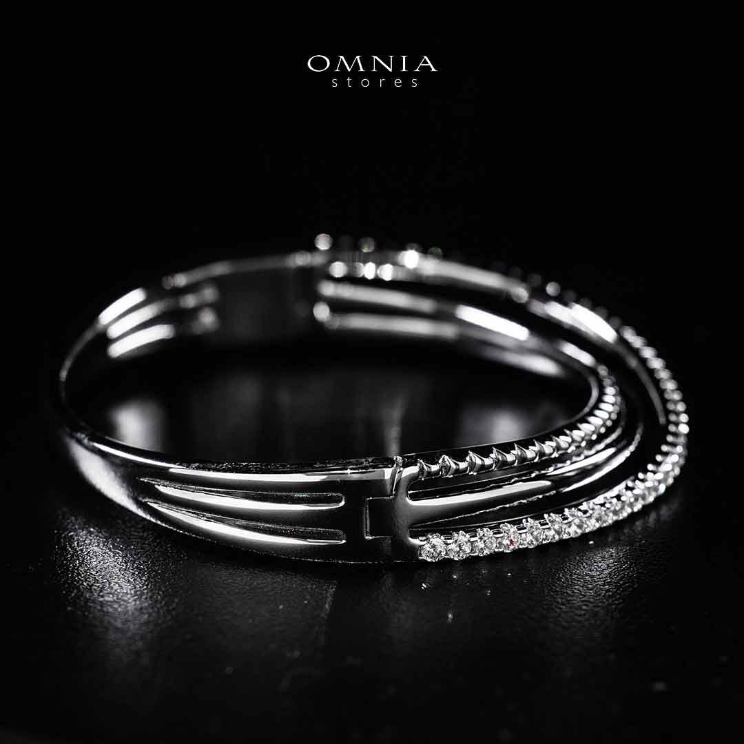 Omnia Suhair Twisted Silver Bangle In 925 Silver High Quality Certified Lab Crafted Stones - OMNIASTORES UAE