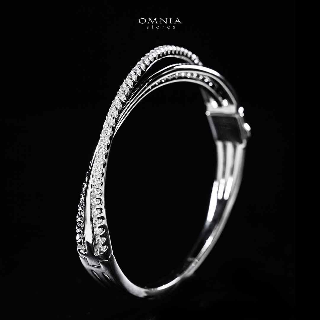 Omnia Suhair Twisted Silver Bangle In 925 Silver High Quality Certified Lab Crafted Stones - OMNIASTORES UAE