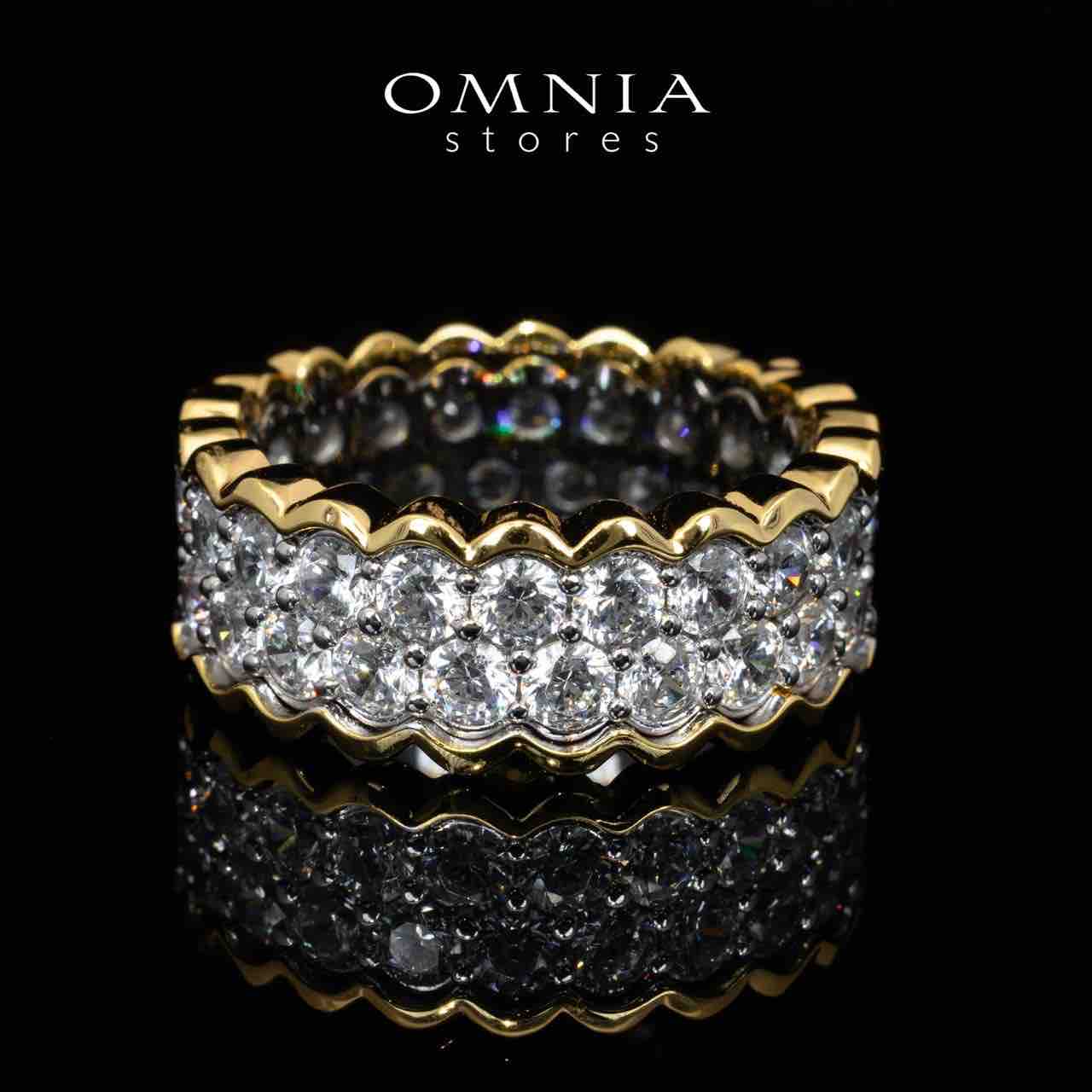 Omnia Amillia White and Gold Ring With Certified High Quality Lab Crafted Stones In 925 Silver - OMNIASTORES UAE