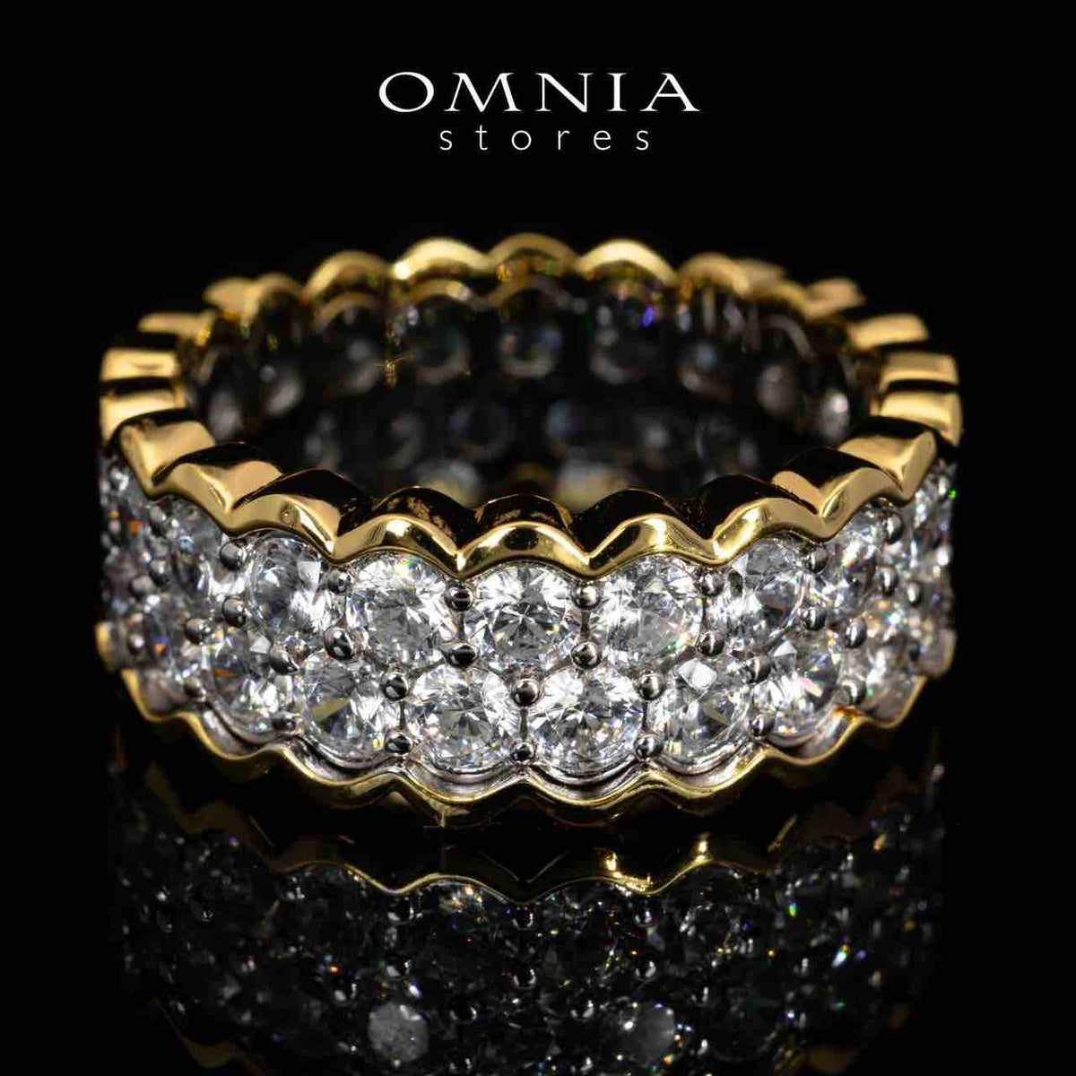 Omnia Amillia White and Gold Ring With Certified High Quality Lab Crafted Stones In 925 Silver - OMNIASTORES UAE