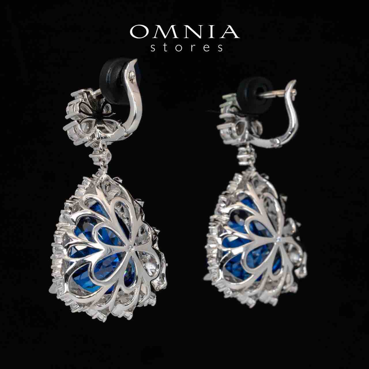 Omnia Roua White and Blue Drop Earrings With High Quality Certified Lab Crafted Stones In 925 Silver 7.0ct - OMNIASTORES UAE