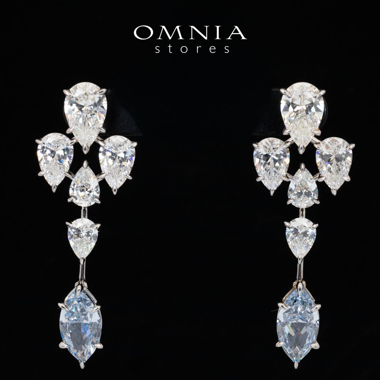 Omnia Elly White and Sky Blue Drop Earrings With High Quality Certified Lab Crafted Stones In 925 Silver 32ct - OMNIASTORES UAE