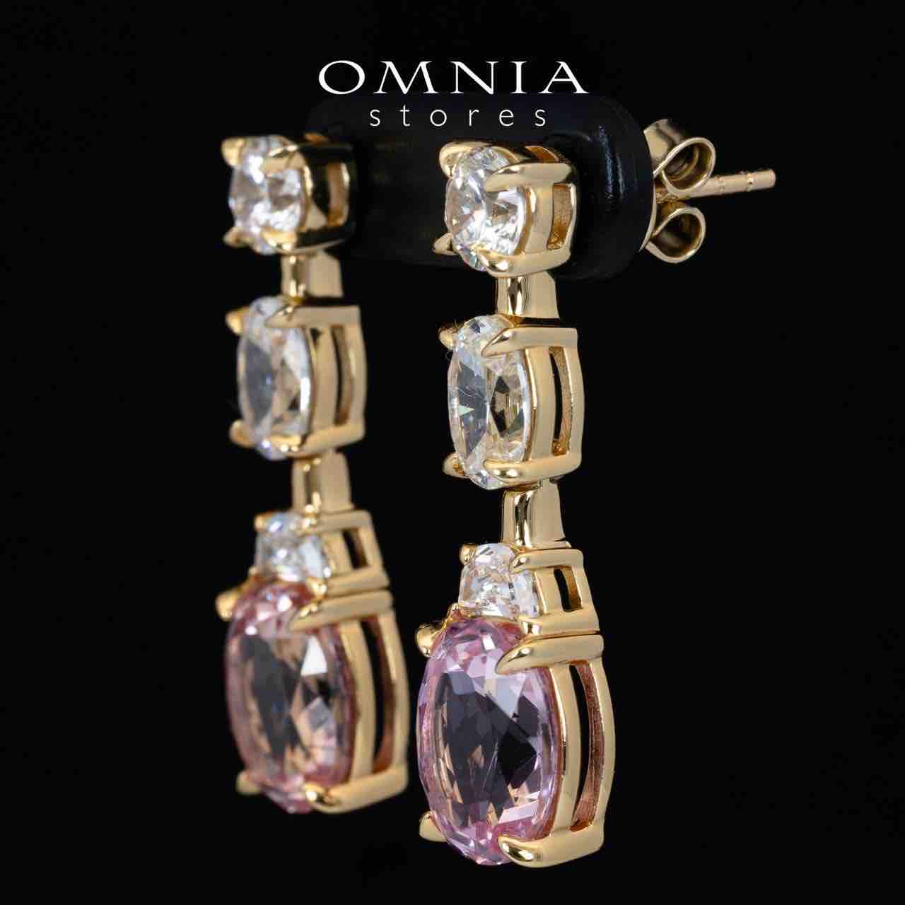 Omnia Rayla Gold and Pink Drop Earrings With High Quality Certified Lab Crafted Stones In 925 Silver 5ct - OMNIASTORES UAE