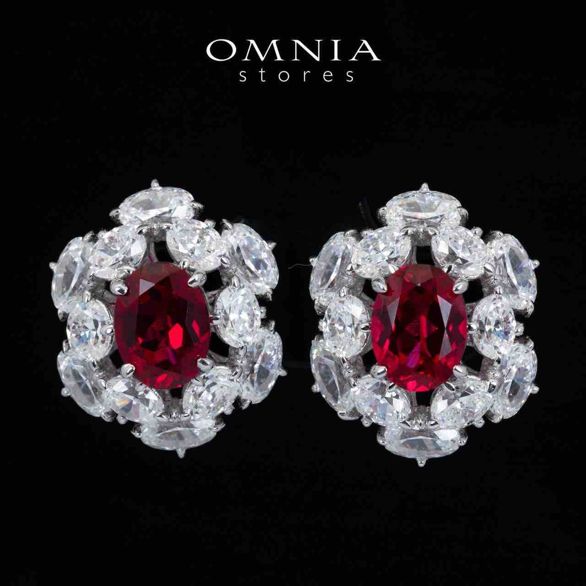 Omnia Liyana White and Red Drop Earrings With High Quality Certified Lab Crafted Stones In 925 Silver 11.51ct - OMNIASTORES UAE