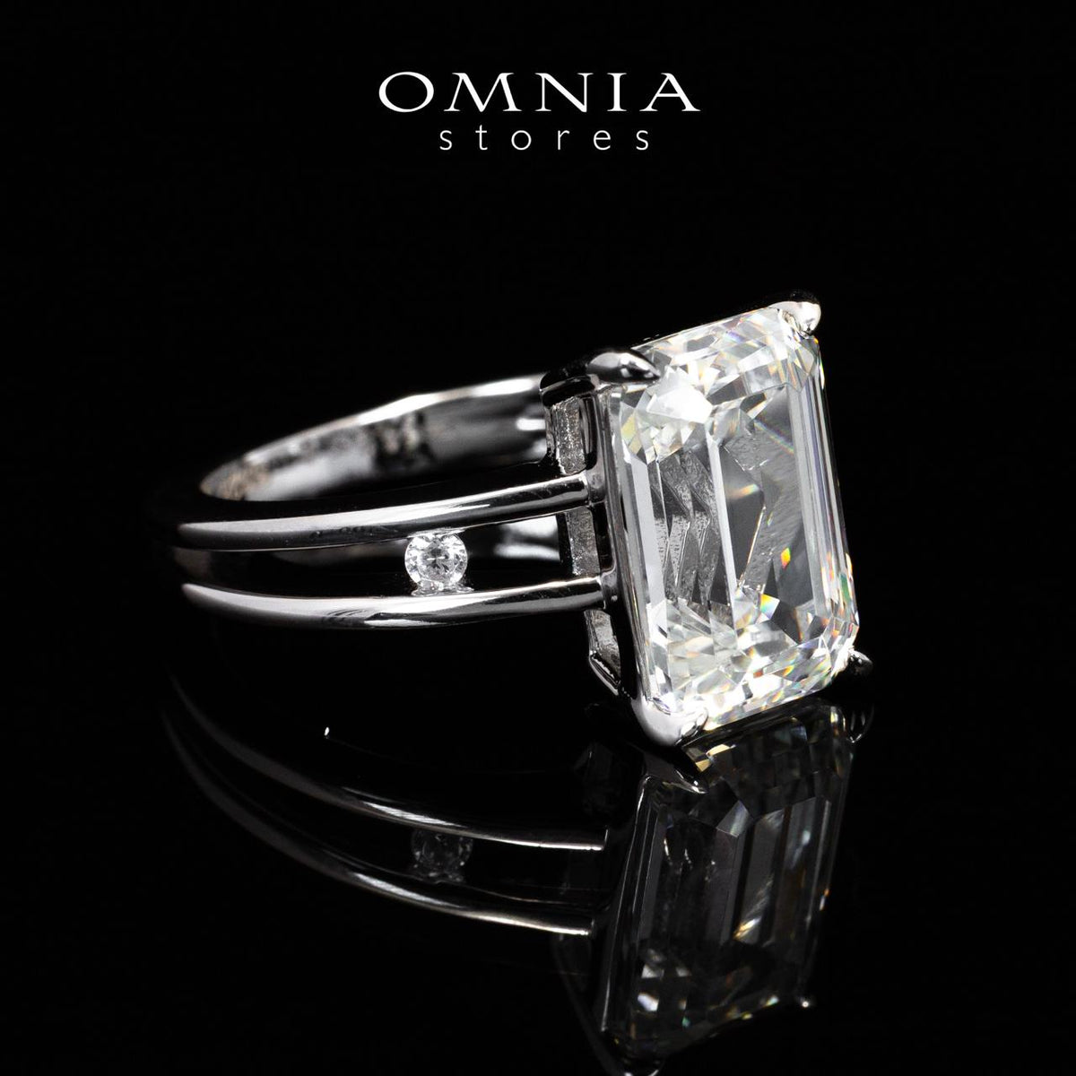 Omnia Abbie White High Quality Certified Lab Crafted Ring In 925 Silver 4.2ct