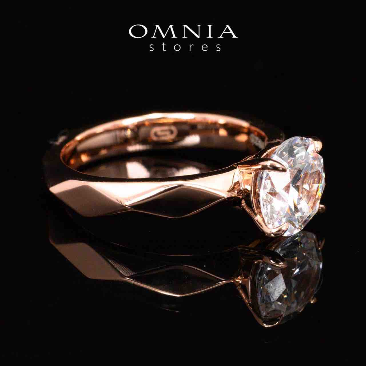 Omnia Luci Rose Gold Ring With High Quality Certified Lab Crafted Stones In 925 Silver 2ct