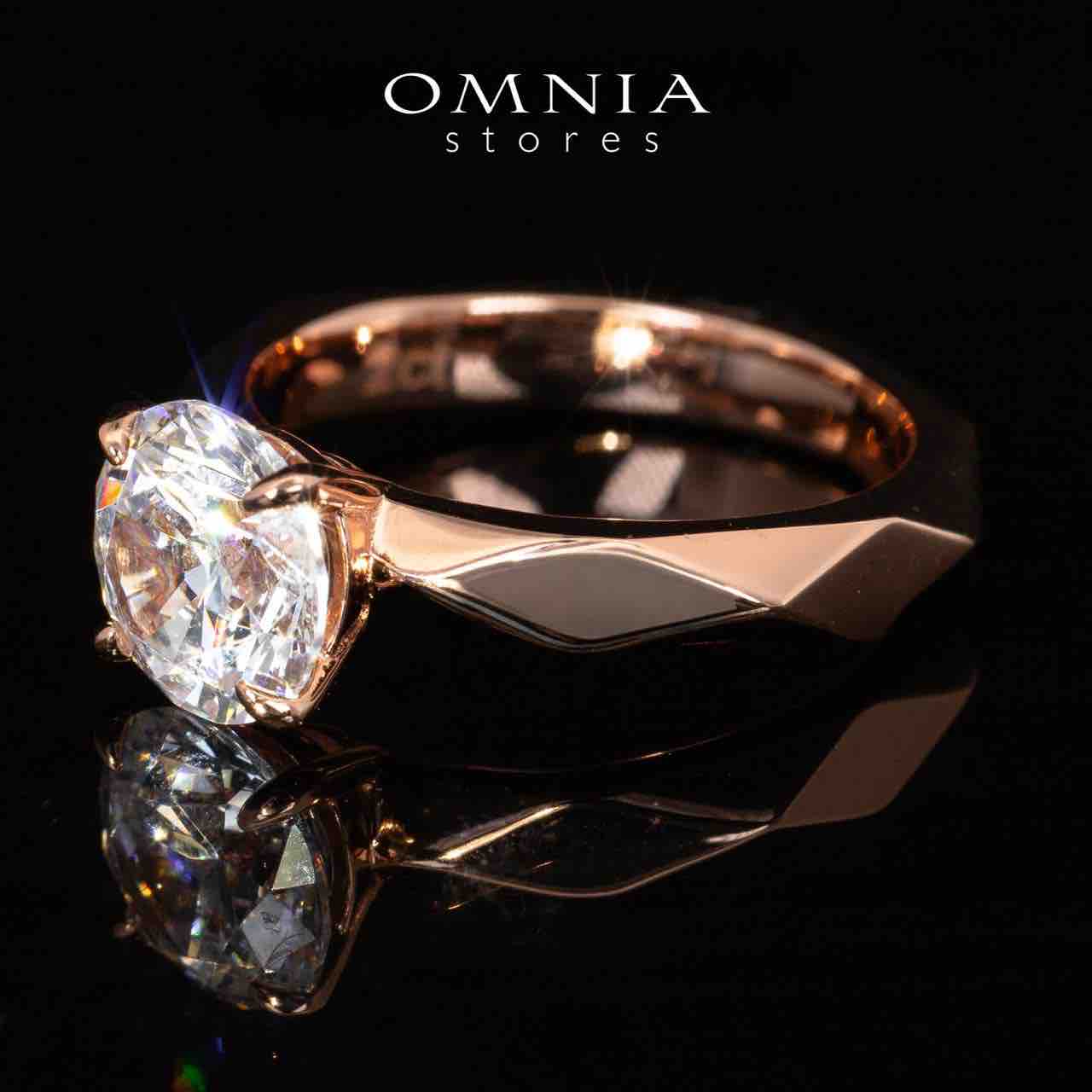 Omnia Luci Rose Gold Ring With High Quality Certified Lab Crafted Stones In 925 Silver 2ct