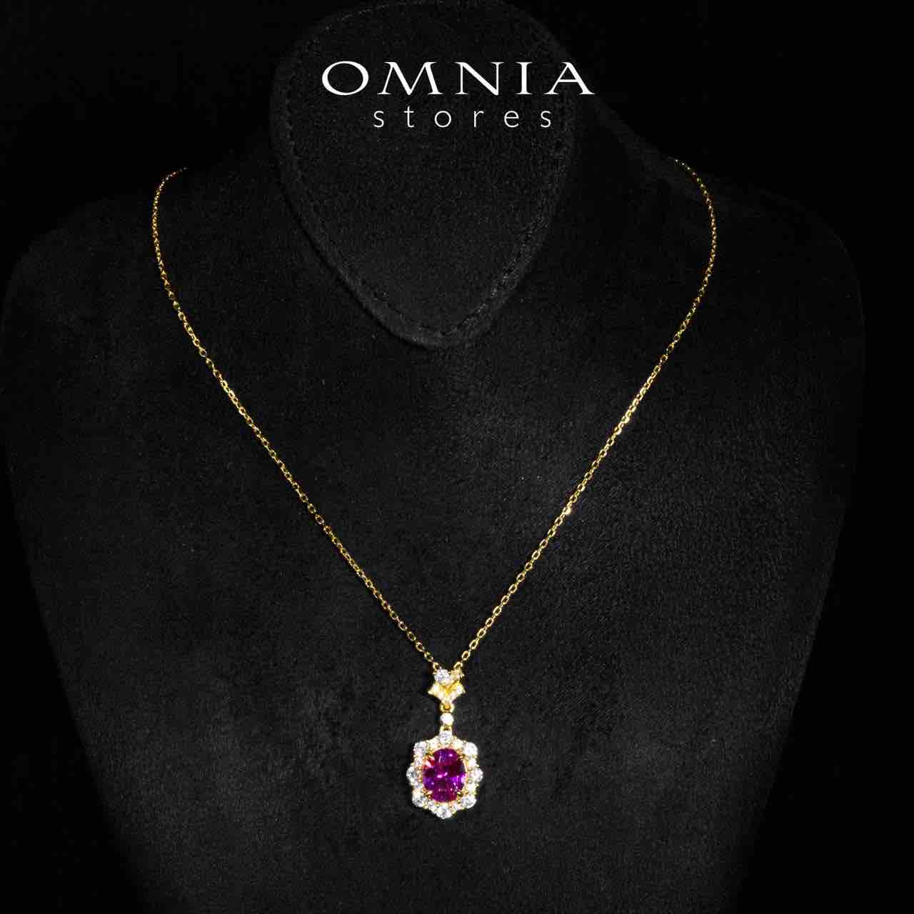 Omnia Maura Gold Pendant Necklace With High Quality Certified Lab Crafted Stones In 925 Silver - OMNIASTORES UAE