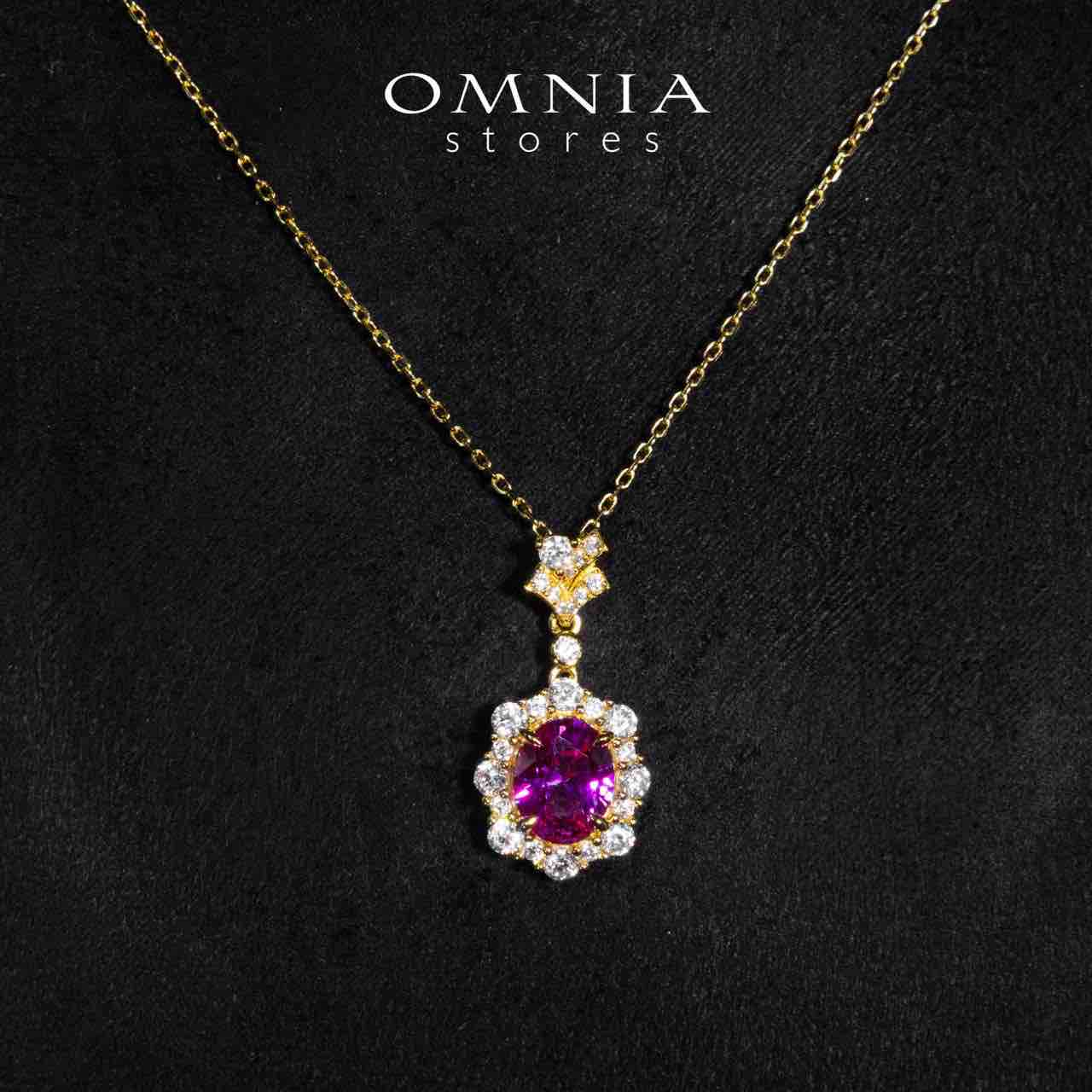 Omnia Maura Gold Pendant Necklace With High Quality Certified Lab Crafted Stones In 925 Silver - OMNIASTORES UAE
