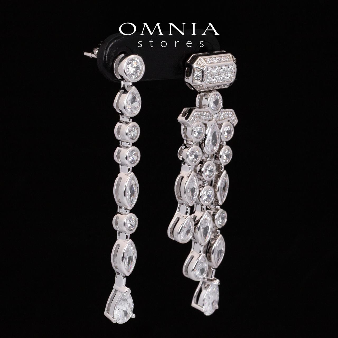Omnia Anali White Drop Earrings With High Quality Simulated Diamonds in 925 Silver - OMNIASTORES UAE