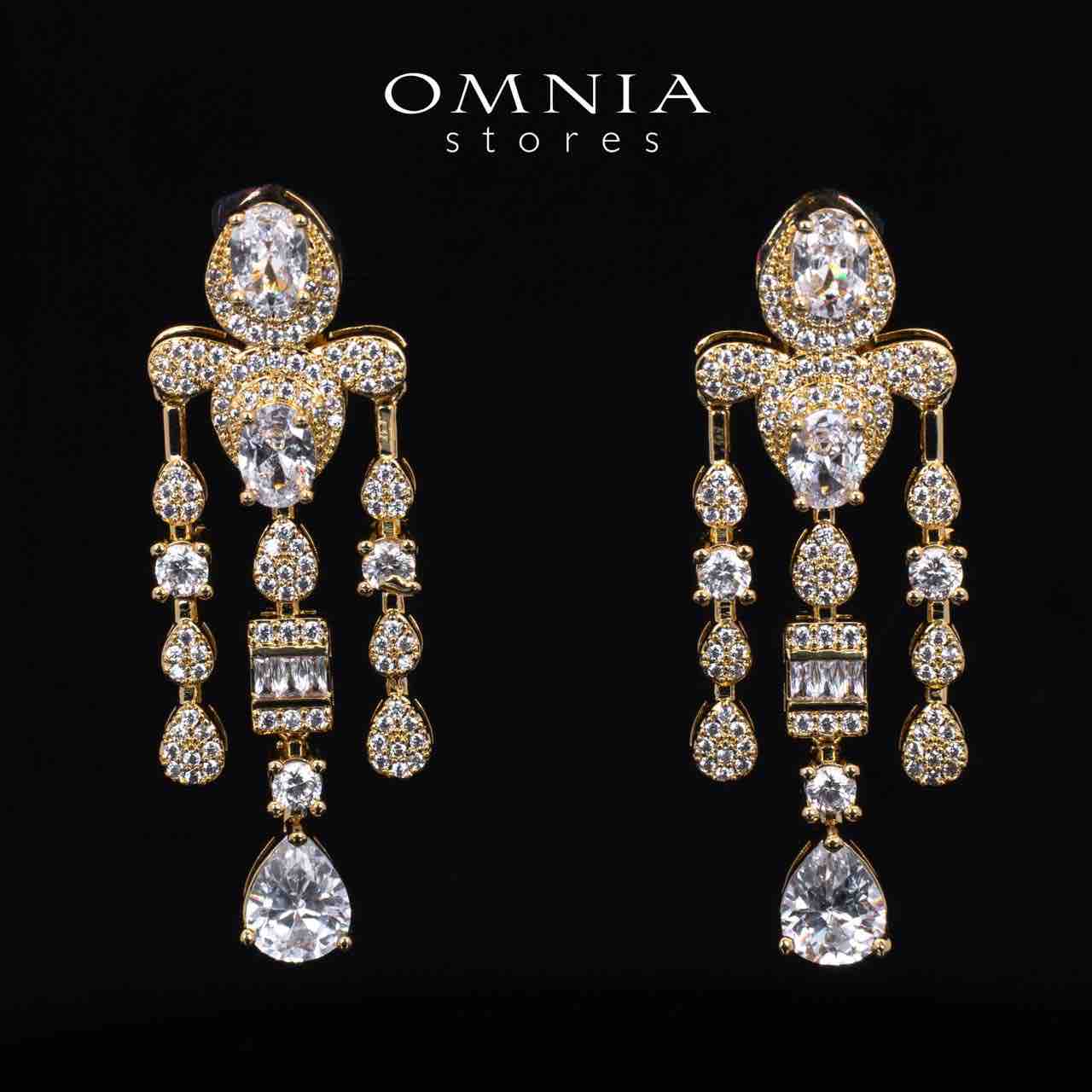 Aleya Golden Luxury Bridal Full Long chain Set in High Quality Simulated Diamonds Rhodium Plated - OMNIASTORES UAE