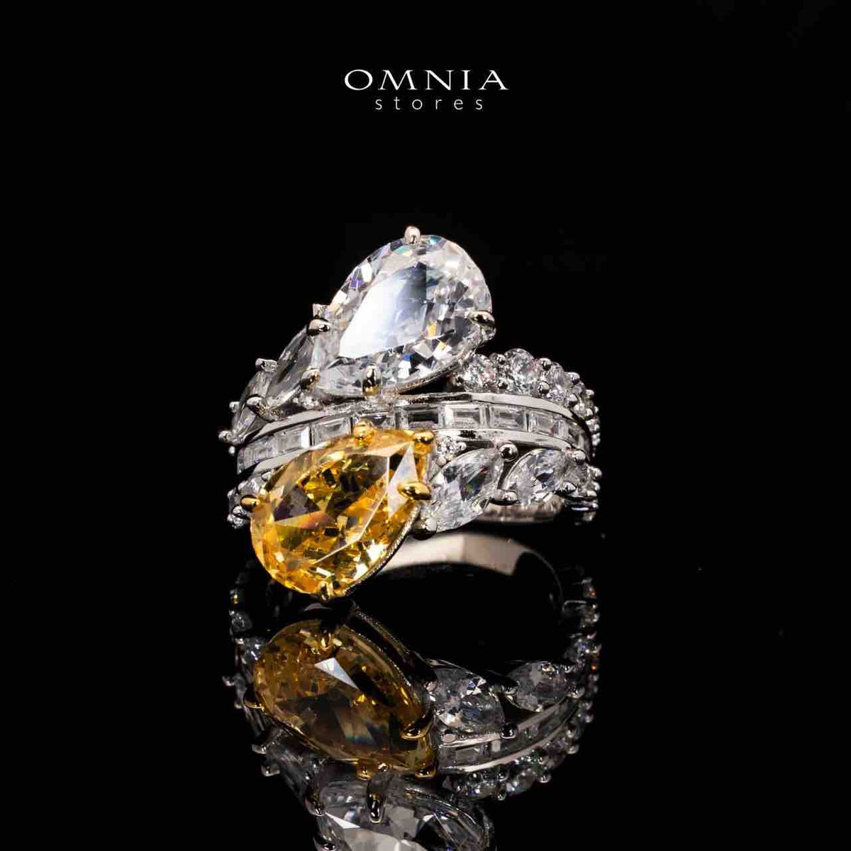 Marielle Yellow and White Ring in 925 Silver With High Quality Simulated Diamonds