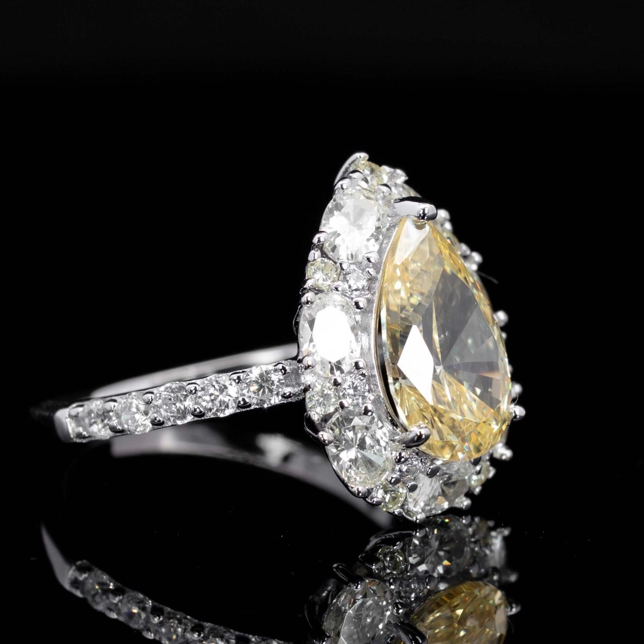 Sireesha Yellow Pear Cut Ring in 925 Silver With High Quality Simulated Diamonds