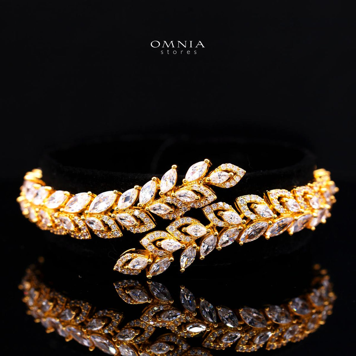 Omnia Safe Luxury Gold Bridal Full Set in High Quality Zircon Stone Rhodium Plated