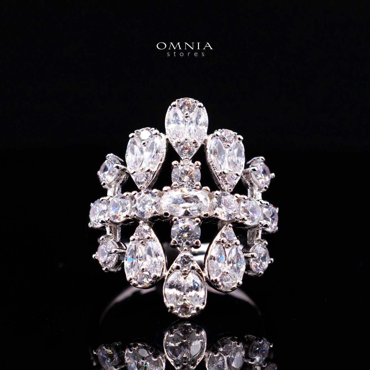 Omnia Minerva Luxury Bridal Full Set Accessories in High Quality Zircon Stone in Rhodium Plated