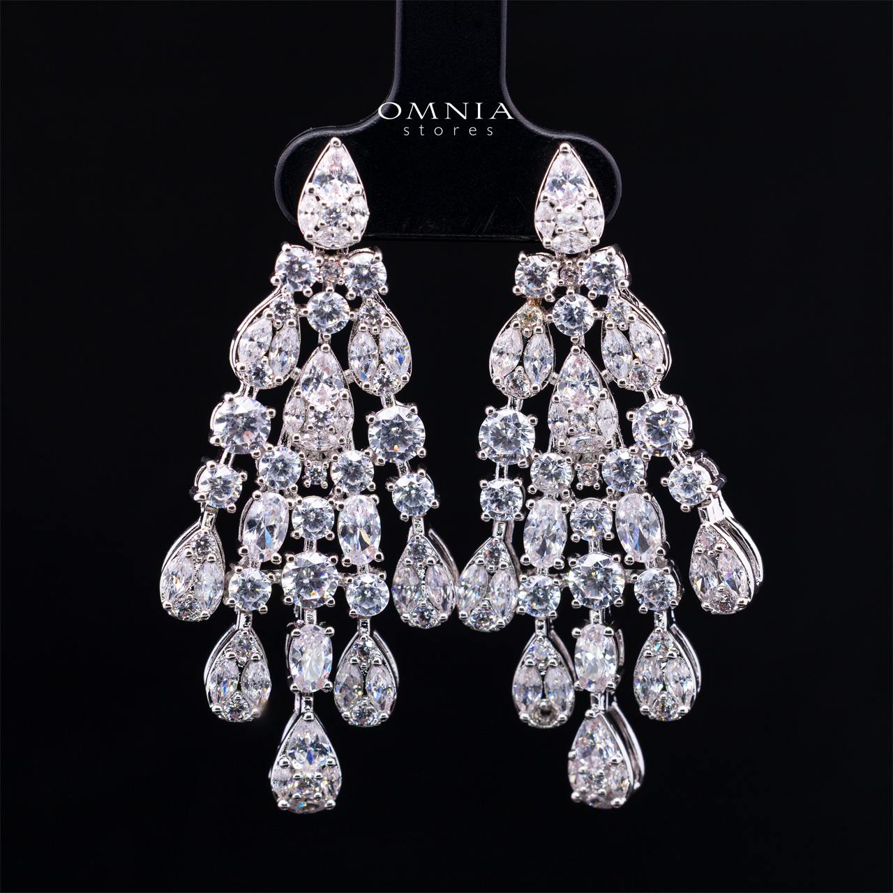 Omnia Minerva Luxury Bridal Full Set Accessories in High Quality Zircon Stone in Rhodium Plated