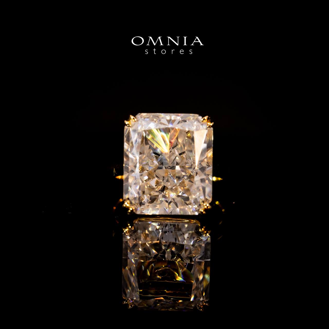 Omnia Zarmina Gold Ring In 925 Silver High Quality Certified Lab Crafted Cushion Cut Stones 9Ct
