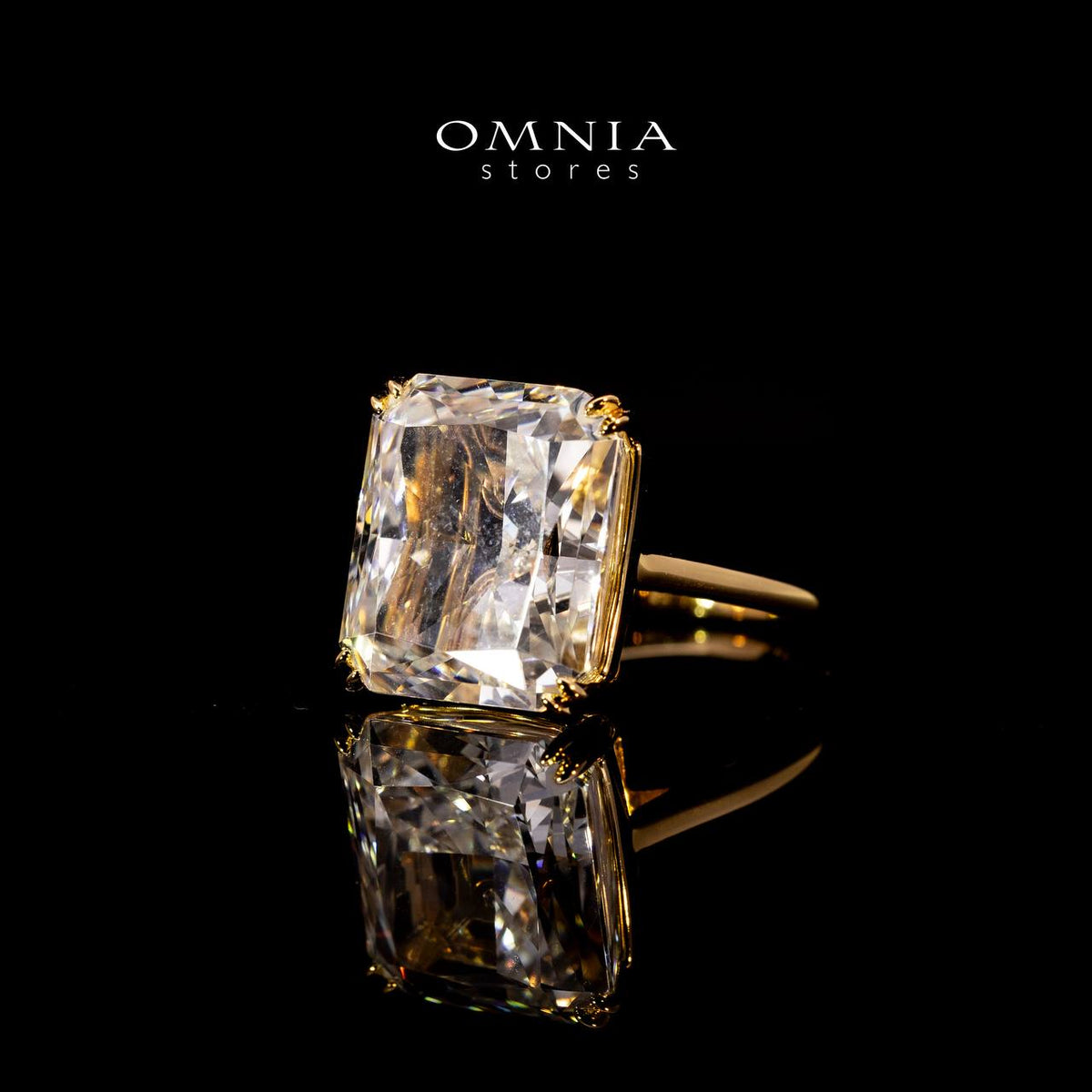 Omnia Zarmina Gold Ring In 925 Silver High Quality Certified Lab Crafted Cushion Cut Stones 9Ct