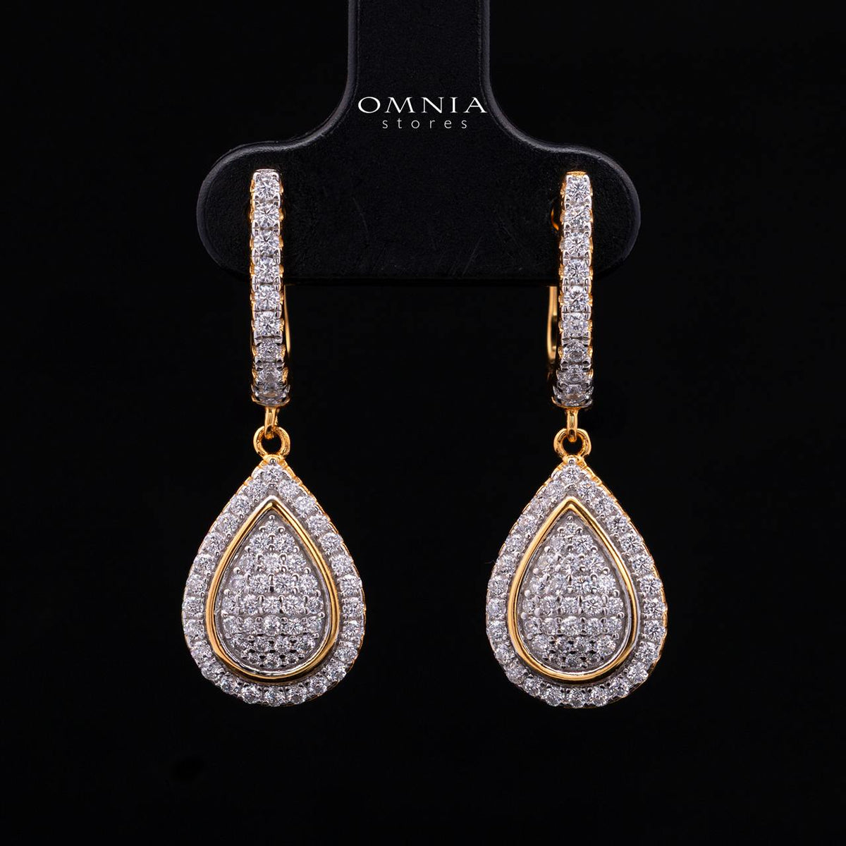 Gwenette Gold-Plated Drop Earring in 925 Silver with Premium Simulated Diamonds