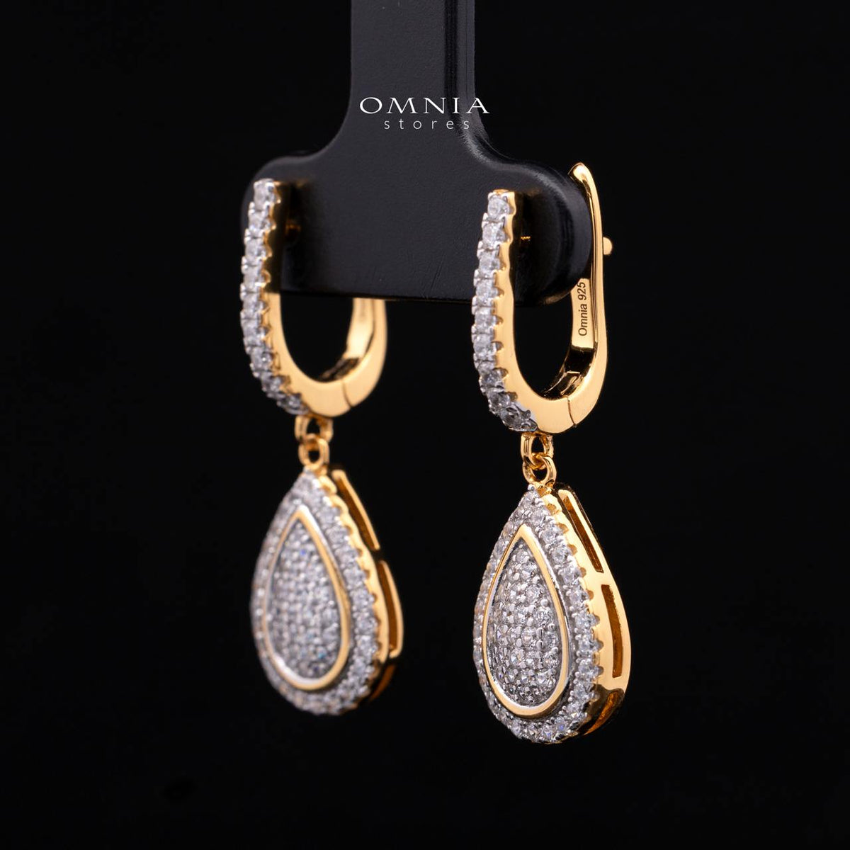 Gwenette Gold-Plated Drop Earring in 925 Silver with Premium Simulated Diamonds