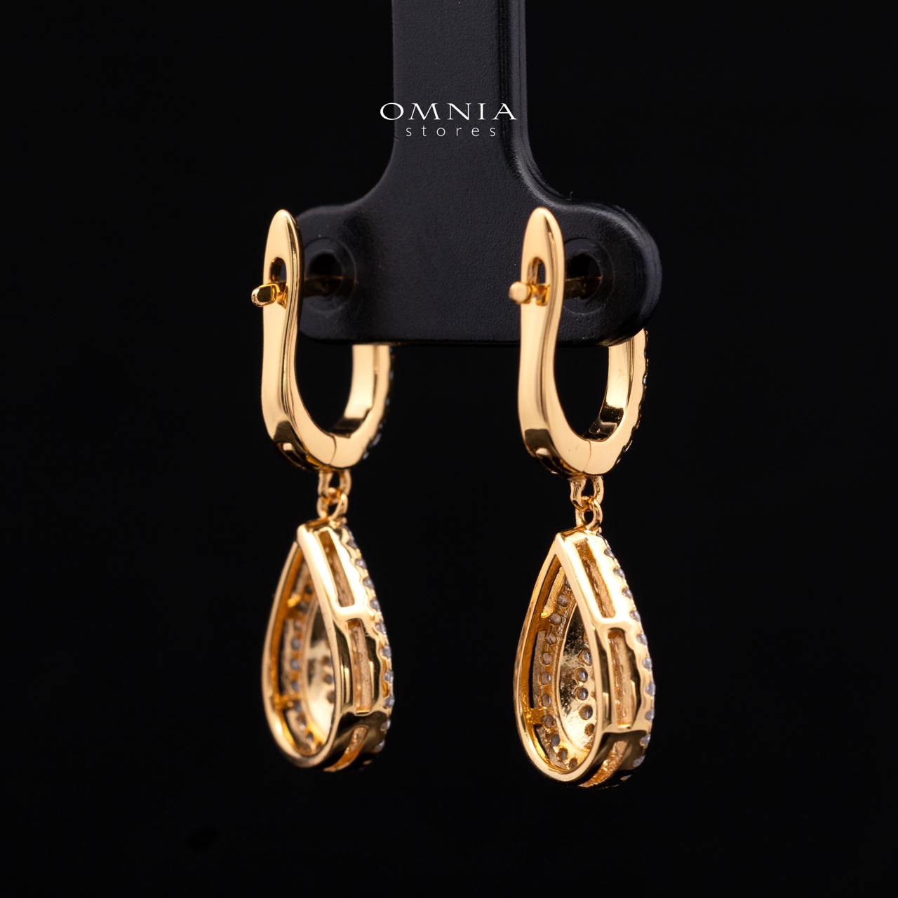 Gwenette Gold-Plated Drop Earring in 925 Silver with Premium Simulated Diamonds