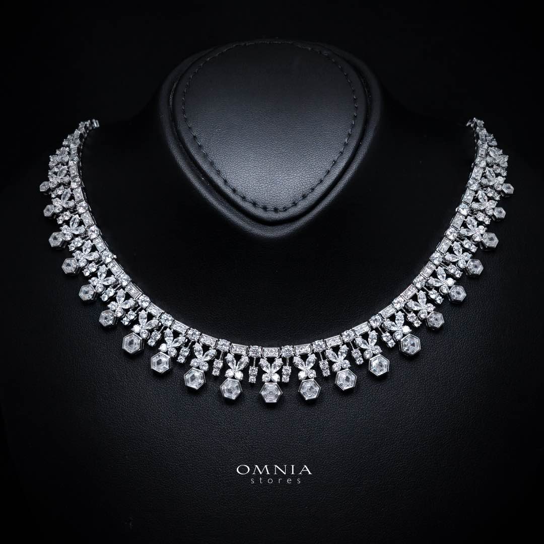Omnia Nudhar White Bridal Full Set in 925 Silver High Quality Simulated Diamonds