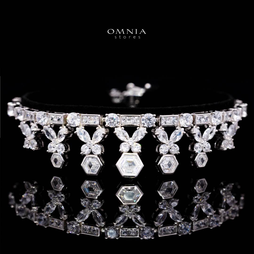 Omnia Nudhar White Bridal Full Set in 925 Silver High Quality Simulated Diamonds