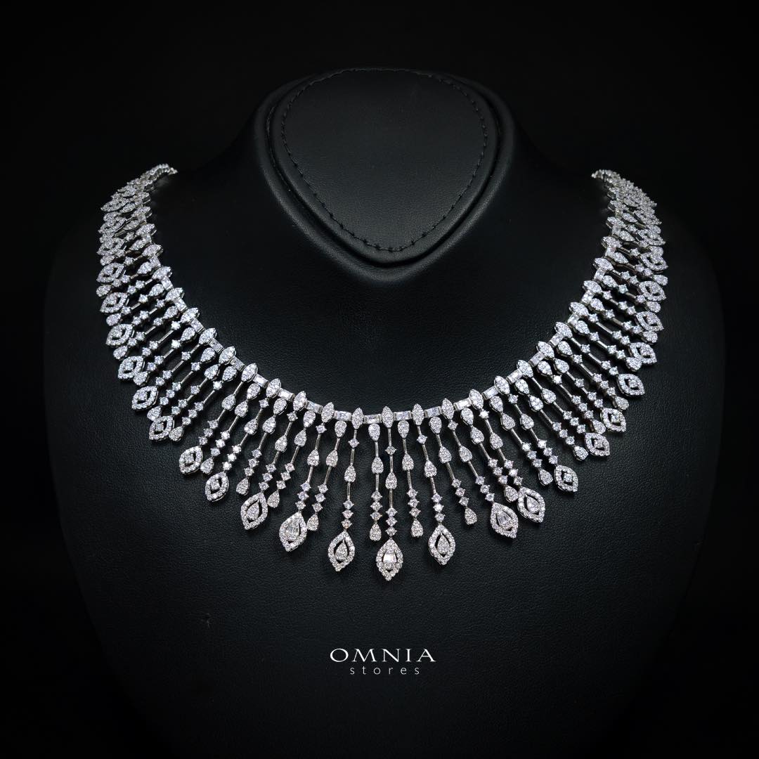 Omnia Nuzha White Bridal Full Set in 925 Silver High Quality Simulated Diamonds