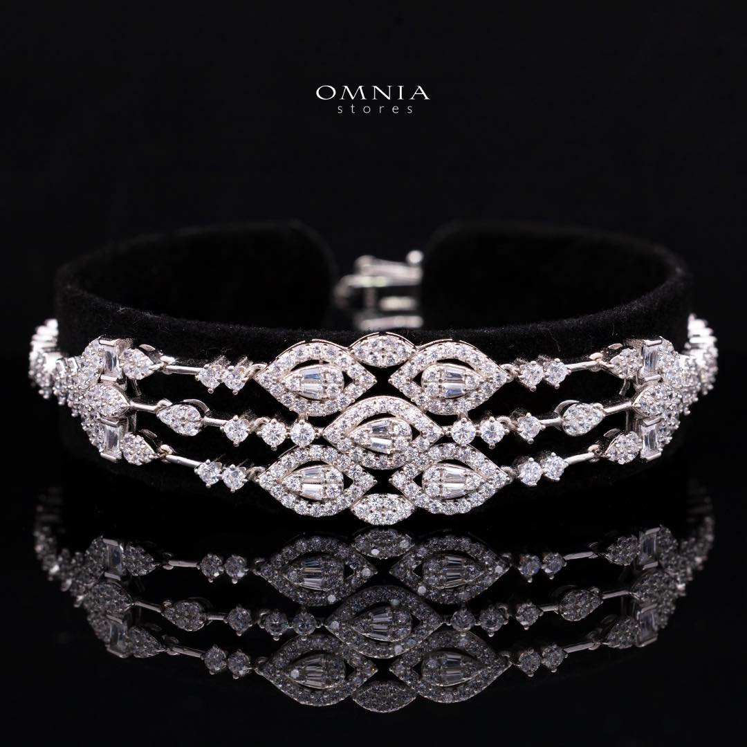 Omnia Nuzha White Bridal Full Set in 925 Silver High Quality Simulated Diamonds