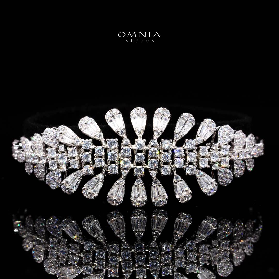 Omnia Elvina White Luxury Bridal Full Set in High Quality Zircon Stone in Rhodium Plated