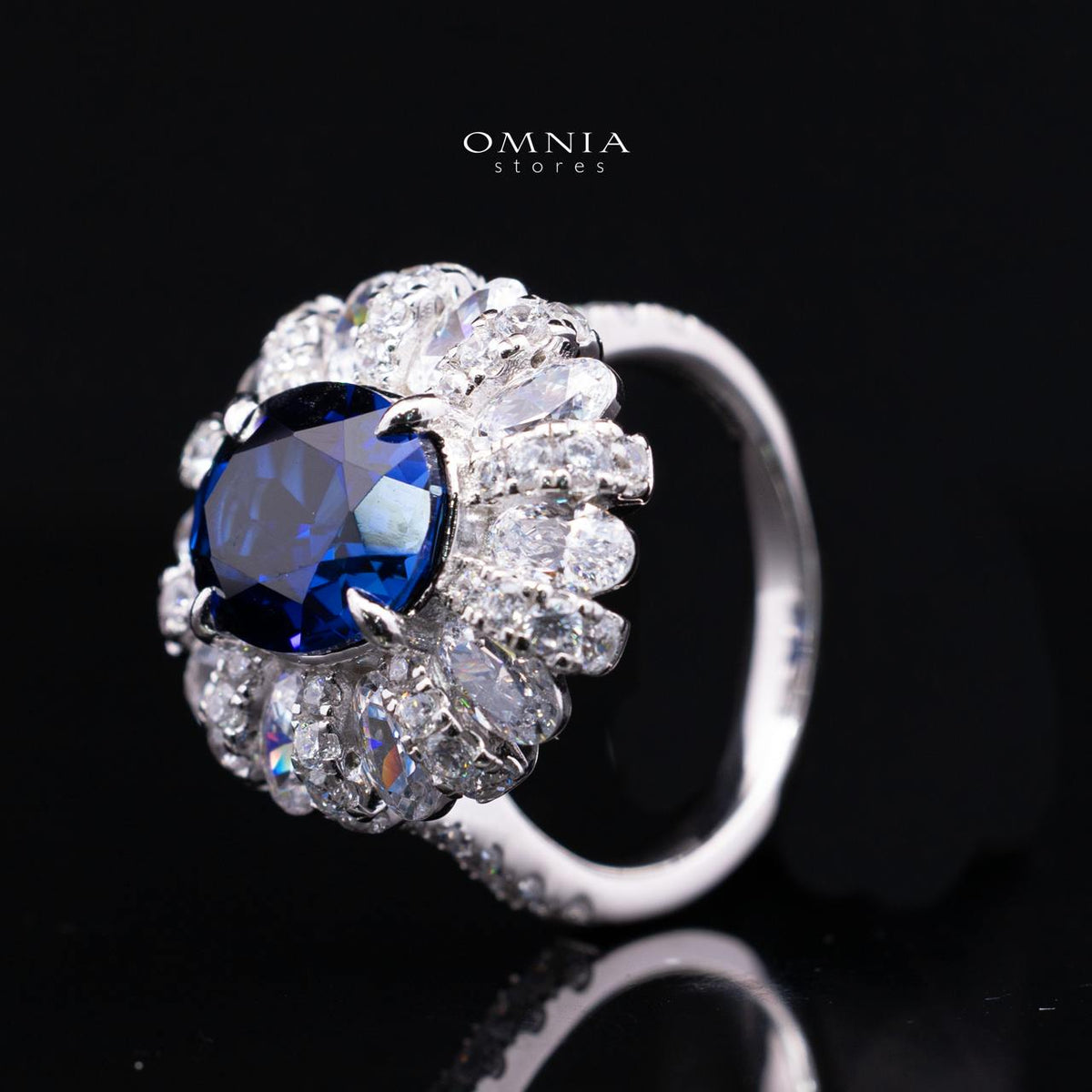 Cecelia Blue Lab-Grown Sapphire Ring with GRC Certificate, Oval 9×11mm, in 925 Sterling Silver