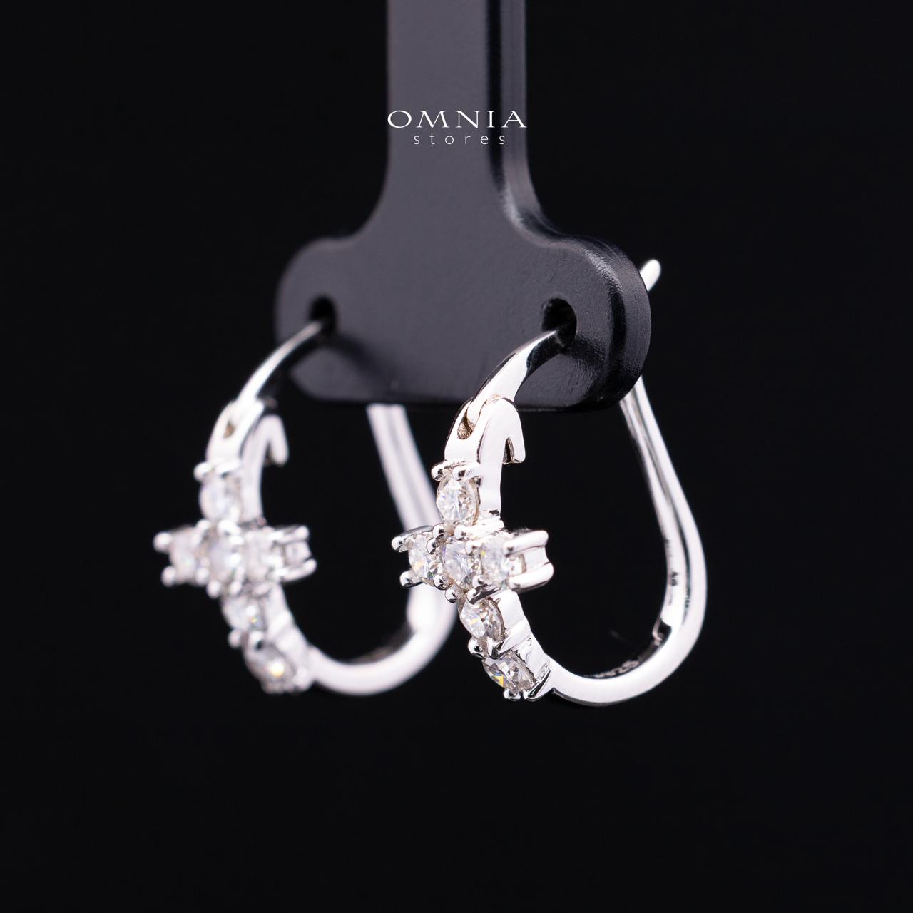 Mireya White Moissanite Cross Hoop Earrings with GRA Certificate – 925 Sterling Silver, 2.5mm Round Stones