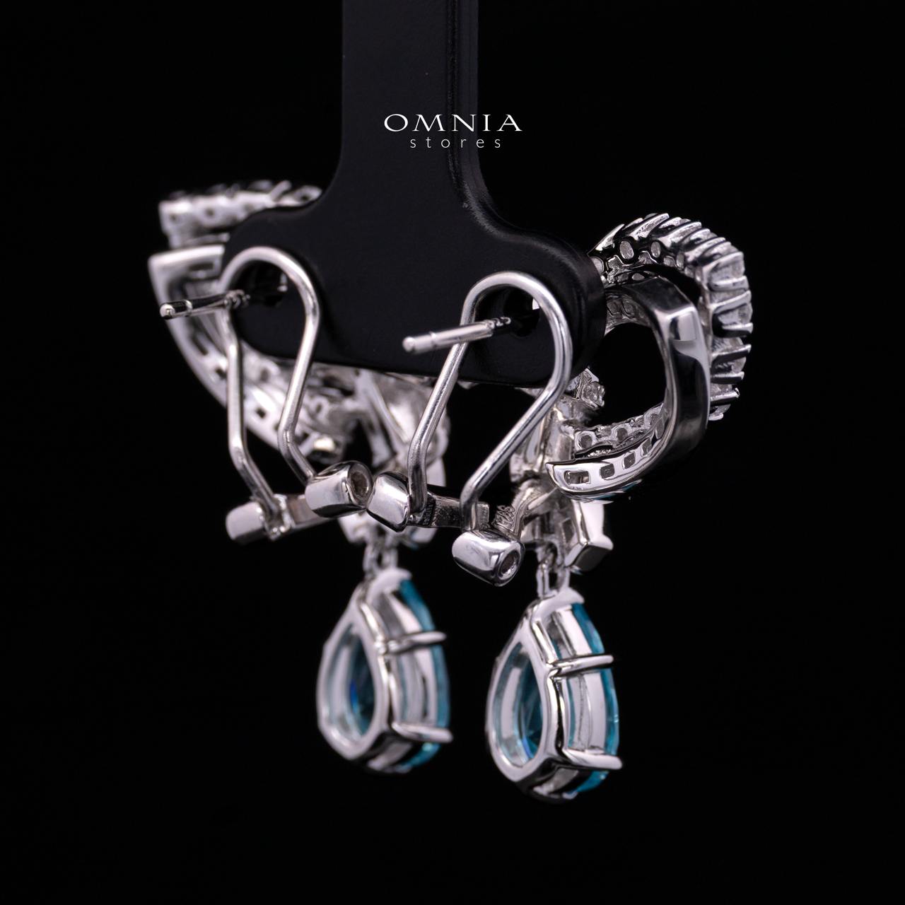 Mary Winged Light Blue Drop Earrings: High-Quality Premium Simulated Diamond in 925 Silver