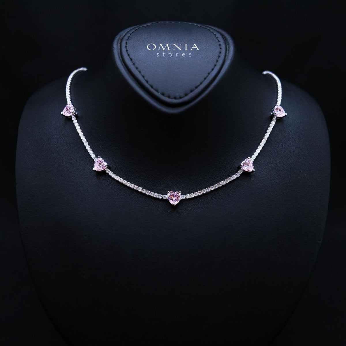 Louise Pink Necklace In 925 Silver High Quality Simulated Diamond
