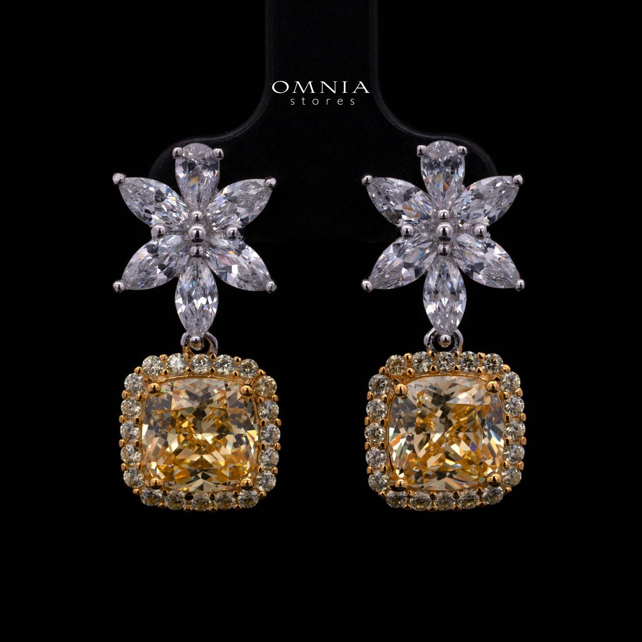 Daleyza Yellow 925 Sterling Silver Earrings with High-Quality Premium Simulated Diamond Stone