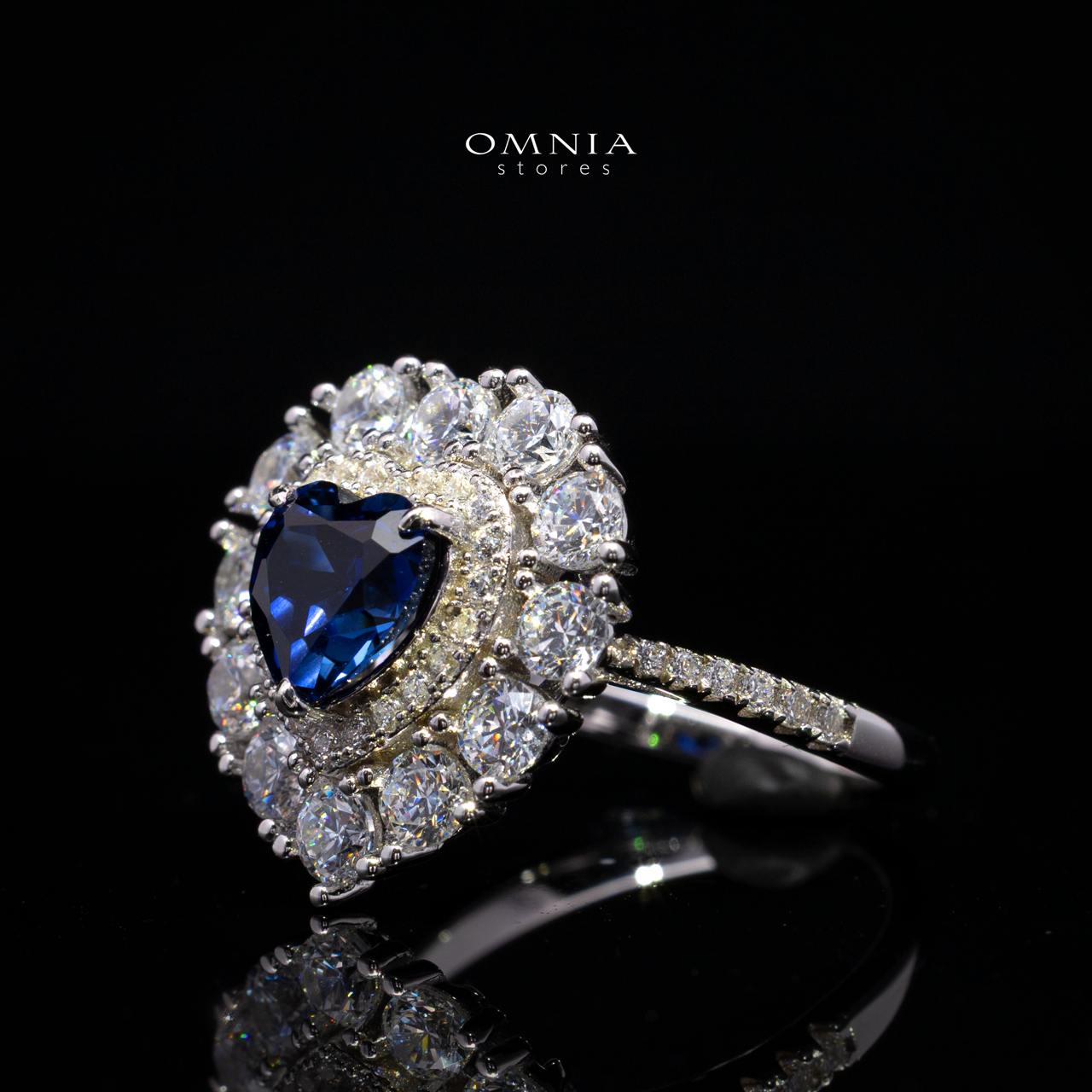 Janiya Blue Lab-Grown Sapphire Ring with GRC Certificate, Heart 6×6mm, in 925 Sterling Silver