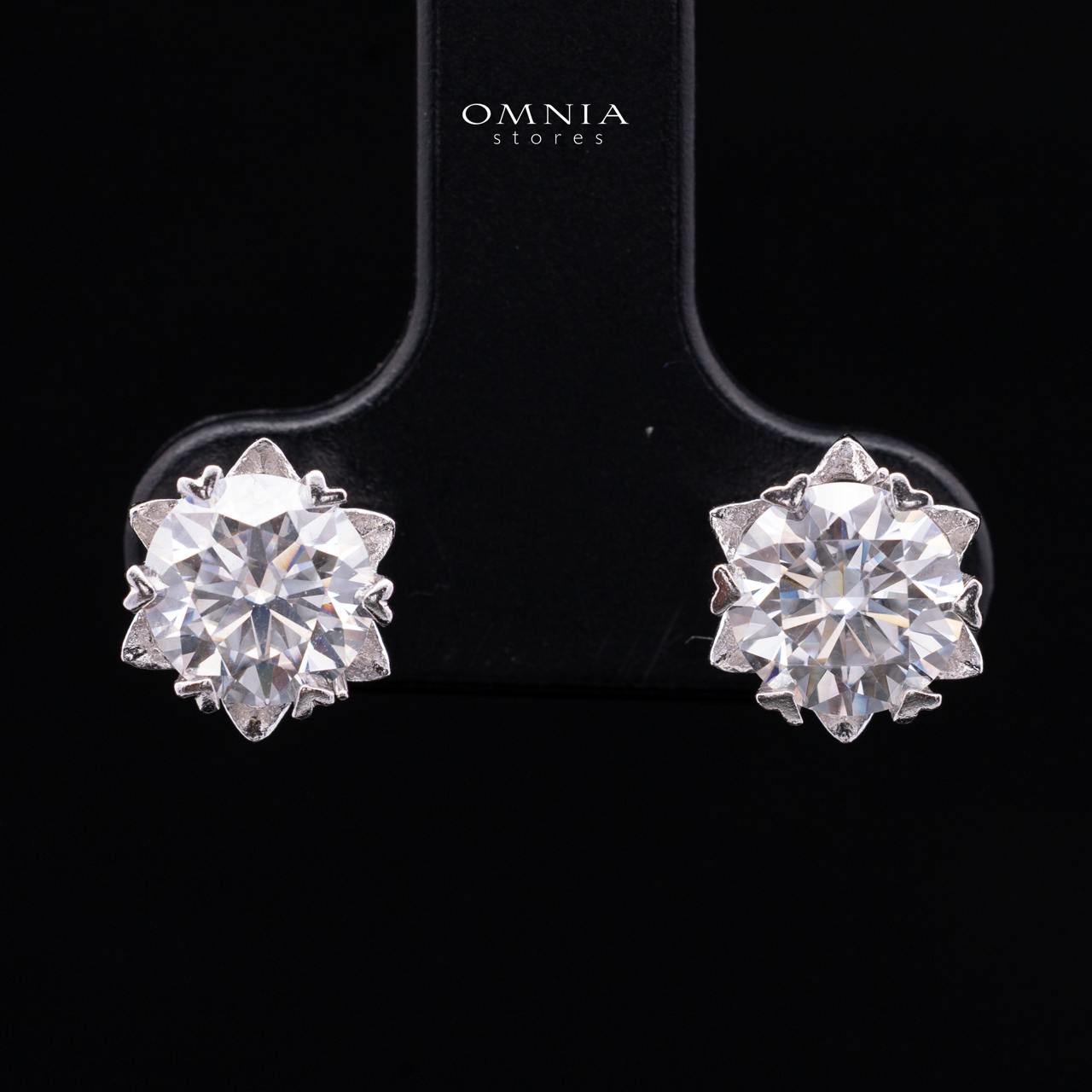 Britney White Moissanite Earring with GRA Certificate – RD 6.5mm (1ct), Rhodium-Plated 925 Sterling Silver