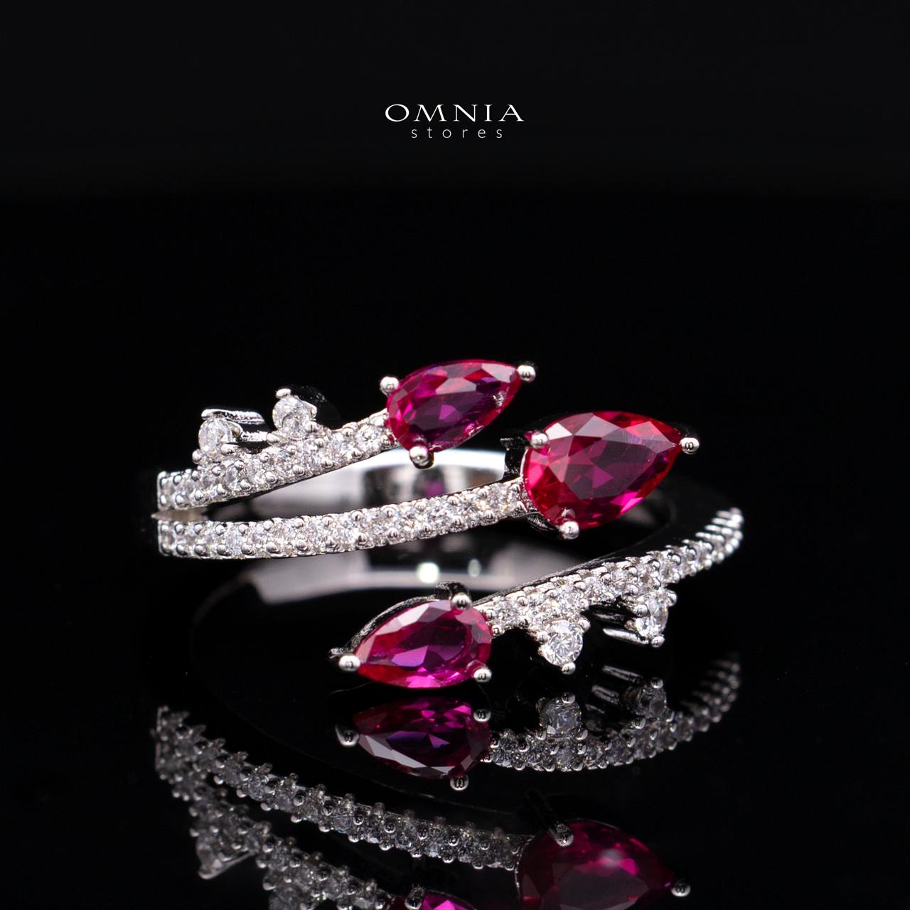 Yuliana Luxury Red Bridal Full Set with High-Quality Premium Zircon Stones, Rhodium-Plated