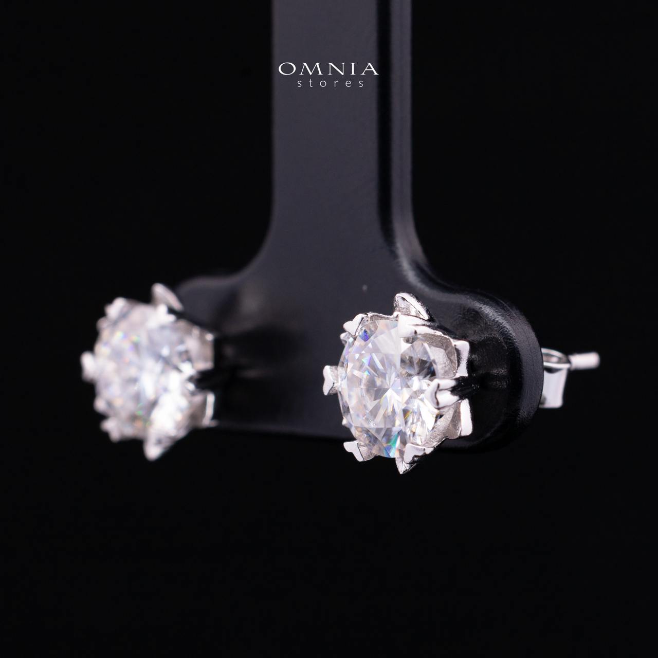 Britney White Moissanite Earring with GRA Certificate – RD 6.5mm (1ct), Rhodium-Plated 925 Sterling Silver