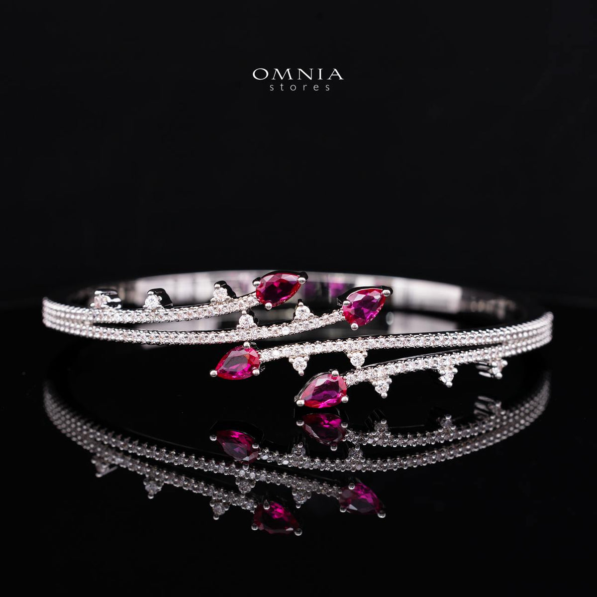 Yuliana Luxury Red Bridal Full Set with High-Quality Premium Zircon Stones, Rhodium-Plated