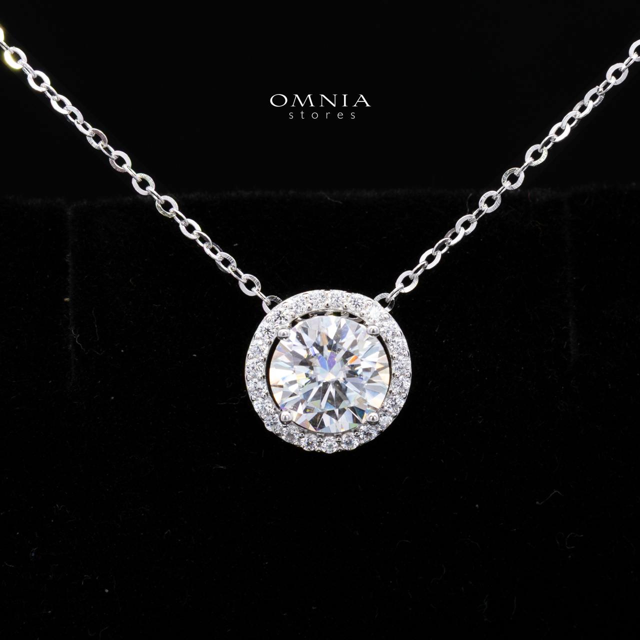 Masuma Moissanite Celestial Glow Halo Necklace & Earring Set in 925 Sterling Silver