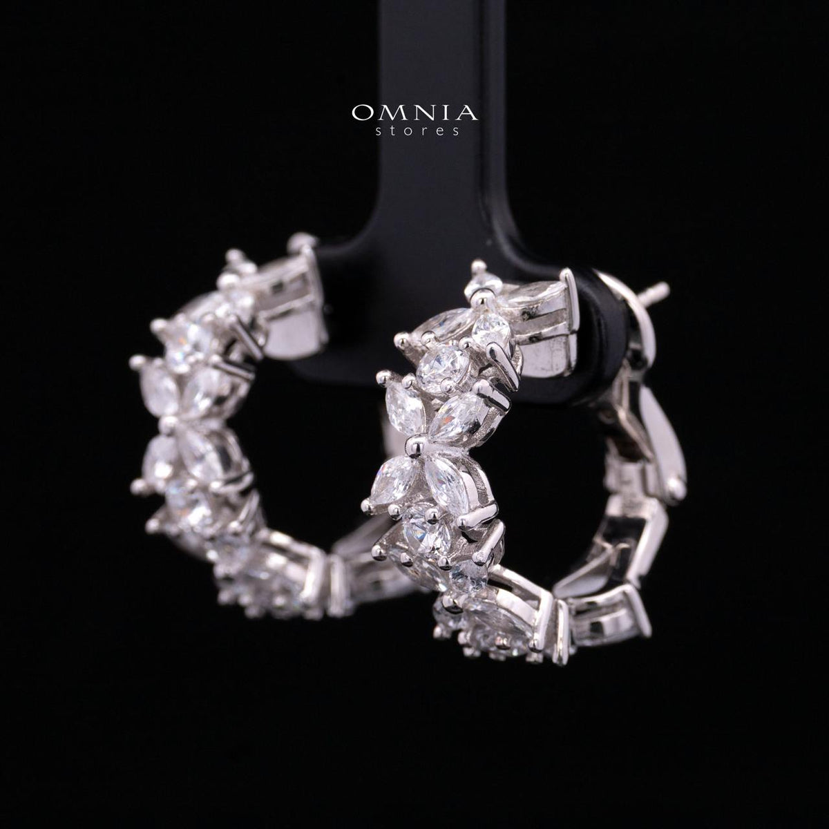 Lamara Floral-Inspired Earrings in 925 Silver with Premium Iced Cut Stones