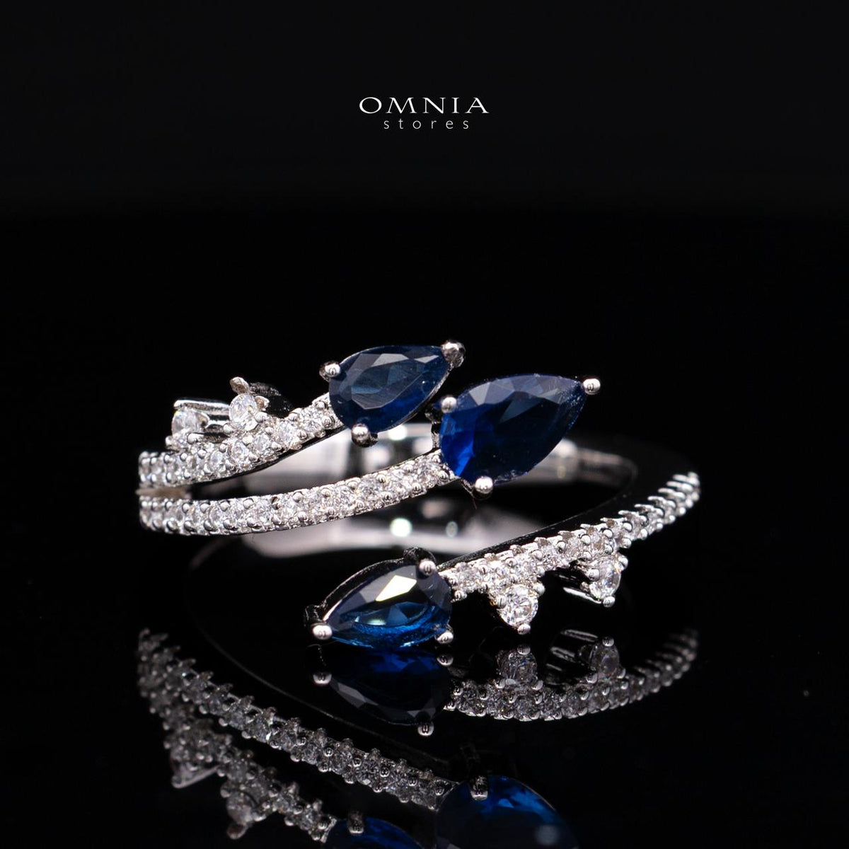 Yuliana Luxury Blue Bridal Full Set with High-Quality Premium Zircon Stones, Rhodium-Plated