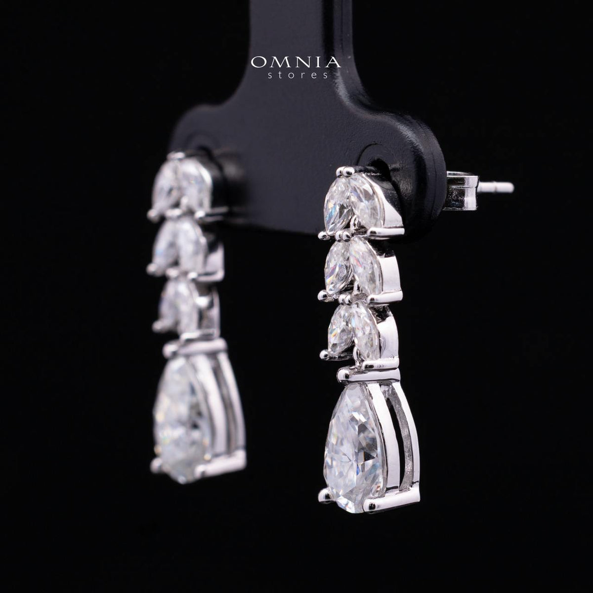 Cristina White Moissanite Earrings with GRA Certificate – 5x8mm Pear Cut, Rhodium-Plated 925 Sterling Silver