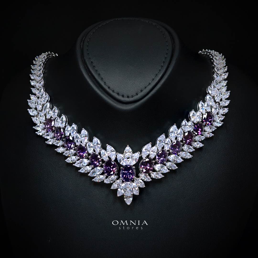 Omnia Buthaina Purple Bridal Full Set High Quality Simulated Diamonds