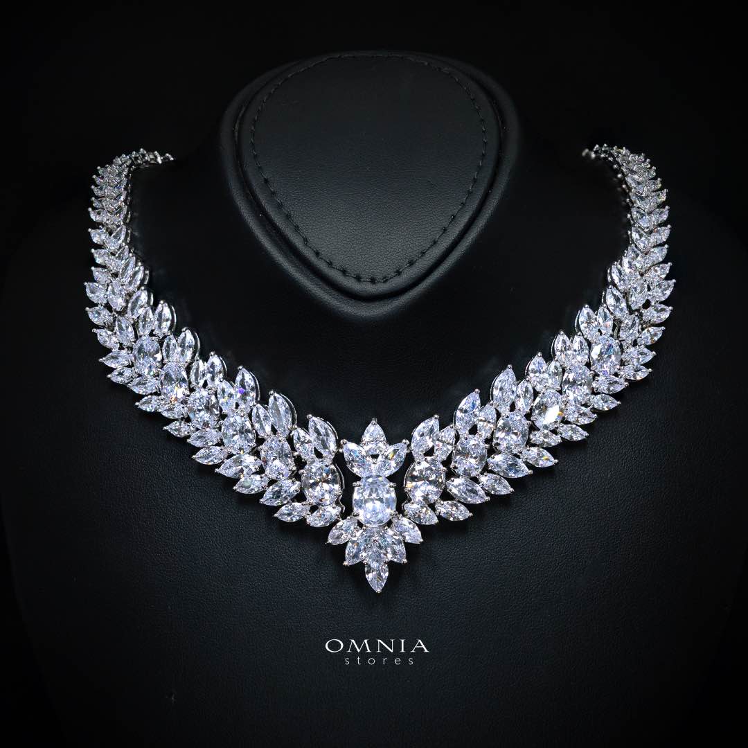 Omnia Buthaina Pure White Luxury Bridal Full Set High Quality Simulated Diamonds