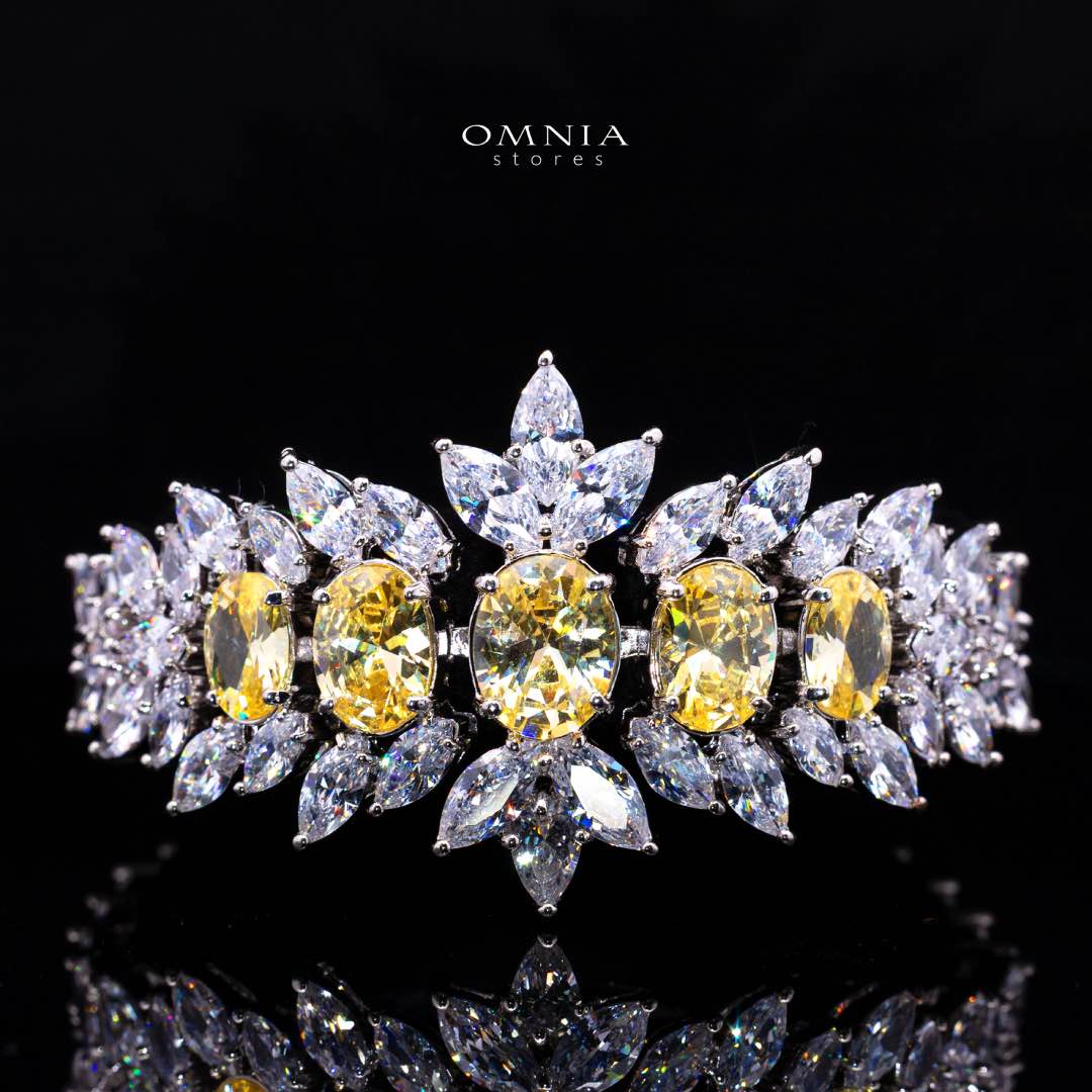 Omnia Buthaina Yellow Bridal Full Set in High Quality Simulated Diamonds