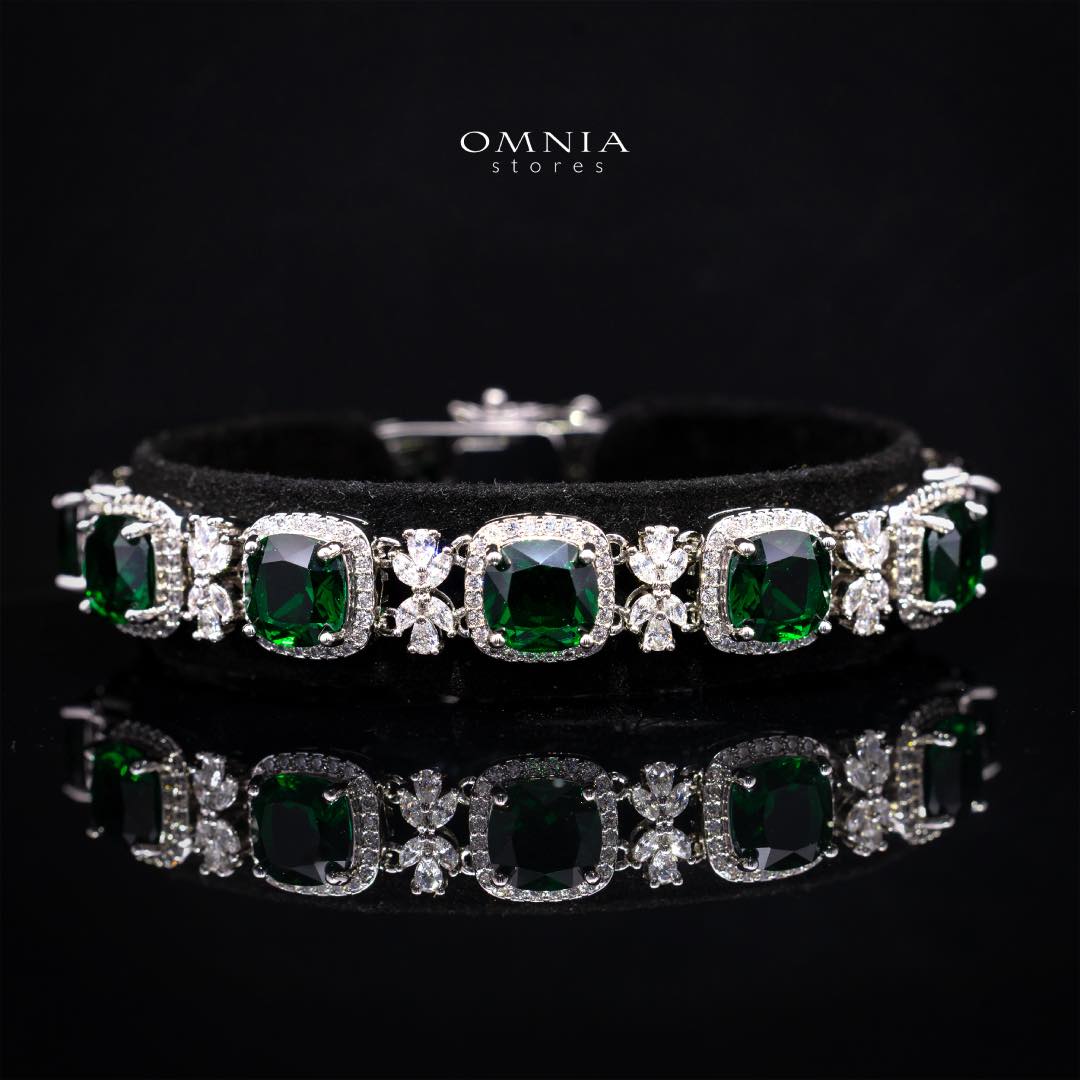 Omnia Fajr Green Bracelet in High Quality Zircon Stone in Tarnish Resistant Plating