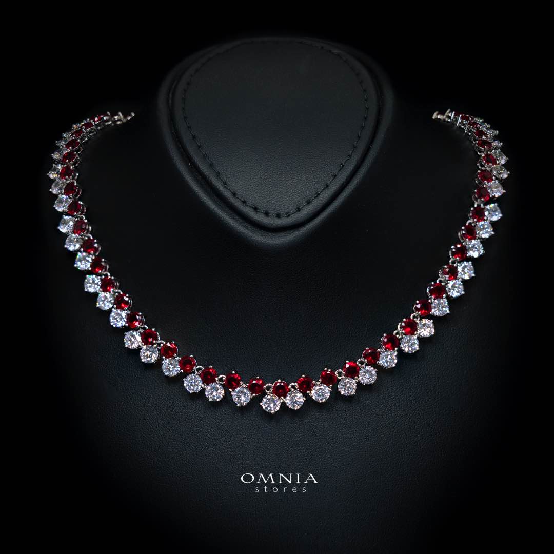 طقم مجوهرات الزفاف الكامل الفاخر أمنية حصة باللونين الأحمر والأبيض من الألماس الصناعي عالي الجودة